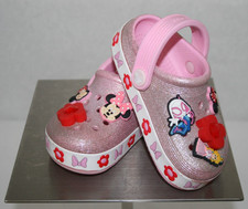 Crocs Disney Pink Glitter Clog With Charms Minnie Mouse Flower Kids Size C7
