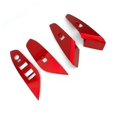 Car Interior Window Switch Panel Cover Side Door Glass Lock Glossy Red Style