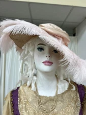 Antique wide-brimmed hat with feathers. Europe,1905-1912.