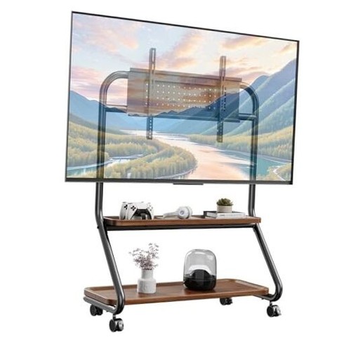 Mobile TV Stand with Storage Shelves, Heavy Duty Rolling Floor TV Stand with
