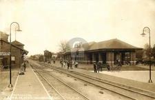 Naperville IL Illinois Railroad Depot Train Station 1910s RPPC Postcard COPY