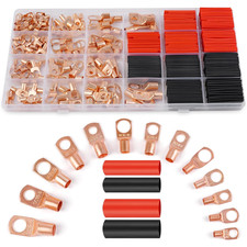 Copper Wire Lugs 260Pcs, AWG 2 4 6 8 10 12 Gauge Battery Cable Ends with 120Pcs