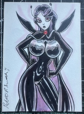 Original Signed Robert Smith DC Legion Of Super-Heroes Black Witch Sketch Card