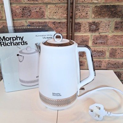 Morphy Richards Wasserkocher 108021 Edelstahl beleuchtet 1,7 l, WEISS