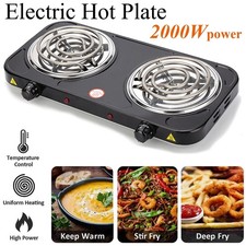 2000W Portable Kitchen Electric Double Burner Hot Plate Cooktop Cooking Stove