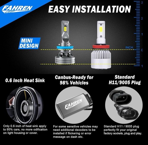 FAHREN H11 9005 Fog Light Bulbs, 60000LM 900% Ultra Brighter - Picture 4 of 9