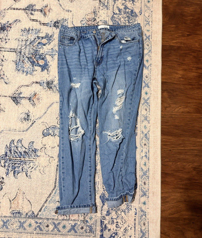 Vervet Women’s Straight Blue Denim Jeans Distressed Pockets Size 30