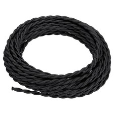 30Ft Twisted Cloth Covered Wire 18AWG 2 Conductor Vintage Lamp Cable Black
