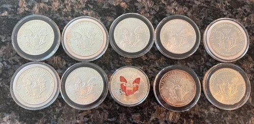 10 American Silver Eagle 1oz .999 Fine Silver Coins - Early Dates (1993-2009)