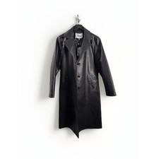 Jason Wu Woman's Faux Leather Button Trench Coat Black NWT size S- NO BELT