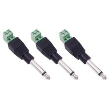 3-Pack 6.35mm 1/4" Mono Plug TS Male Solderless Terminal Adapter Jack...