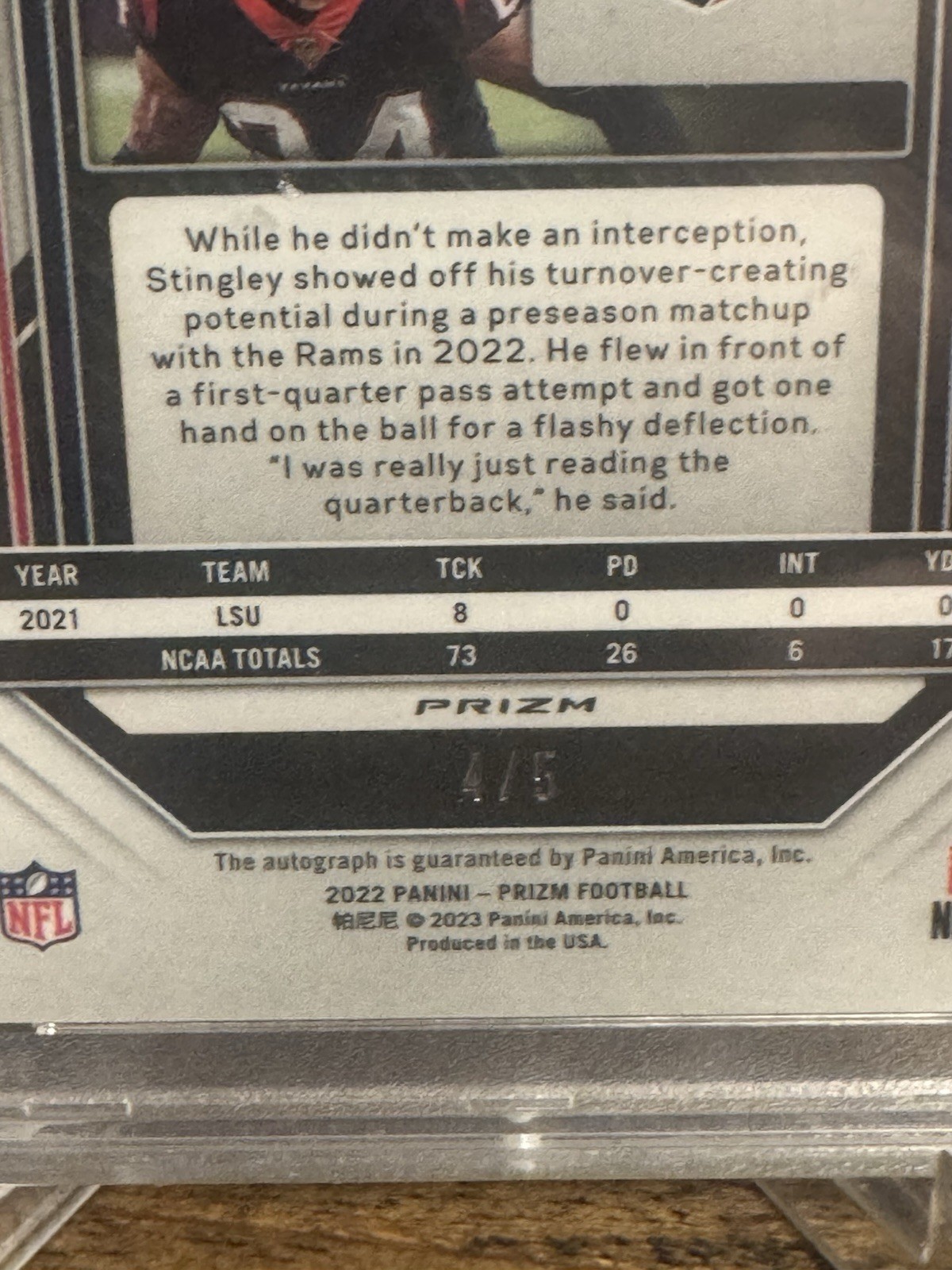 2022 Prizm Derek Stingley Jr  Gold Vinyl Auto & Non-Auto Matching 4/5🔥 view 4