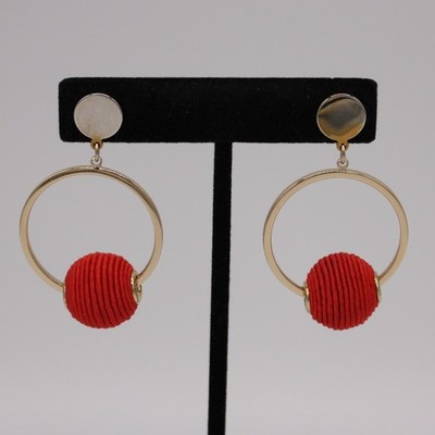 Loft Gold Tone Beaded Ball Ring Drop Earrings New On Card