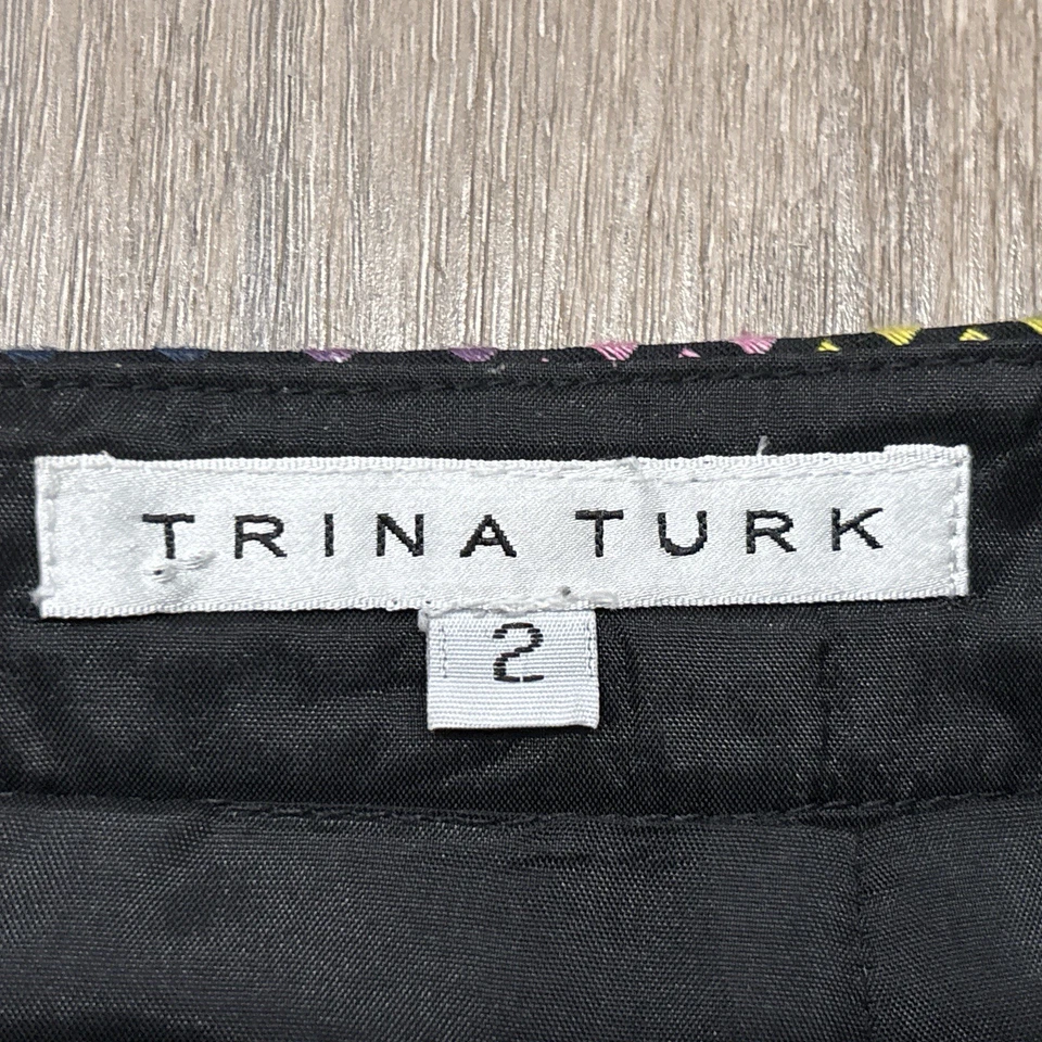 Falda Trina Turk Talla 2 Geométrica Colorida Artística Arte para Usar Imitación Envoltura Lápiz Foto 3 de 4