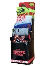 Netflix Stranger Things NEW 6 Pair CREW SOCKS Men Size 8-12 Bioworld 