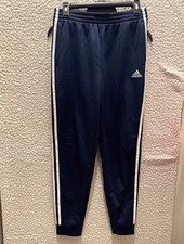 adidas Boys Blue Fleece Jogger Track Pants XL 18/20 Striped Drawstring