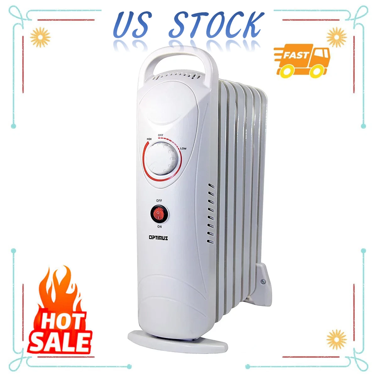 Optimus H-6003 Portable Mini 700W Oil Filled Radiator Space Heater w/  Thermostat | eBay