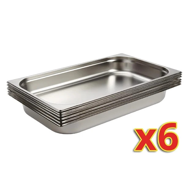 Bandejas Gastronorm 1/1 de acero inoxidable Vogue 65 mm (paquete de 6) - S895