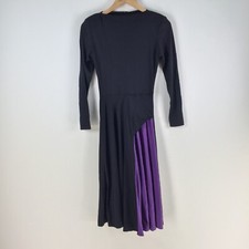 VINTAGE Mathilde dress size 1 aus 8 black purple fit flare long sleeve  107682