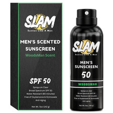 SLAM Woodsman Men'S Scented Sunscreen Spray SPF 50   Broad Spectrum Sun Scree...