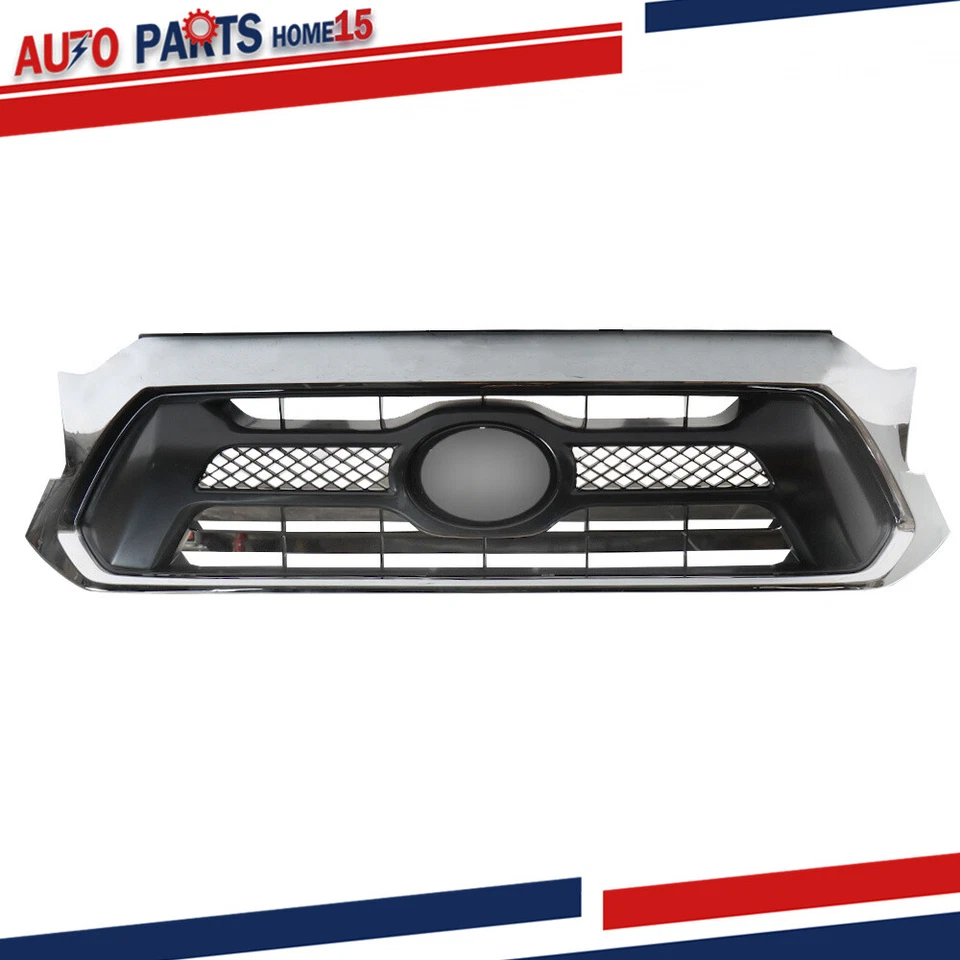Front Bumper Grille Chrome Shell Black Fit For Toyota Tacoma 2012-2015 Plastic Foto 4 de 4