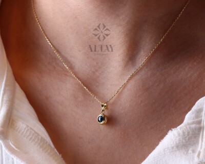 14K Massiv Gold Evil Eye Halskette, Böser Blick Anhänger, Schutzsymbol, Nazar Perle 