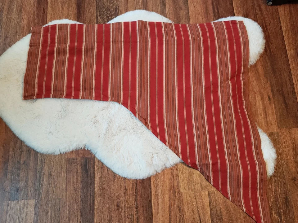 Park Designs Set Of 2 100% Cotton Curtains Striped Red Brown Beige 66x33 - Image 3 of 4