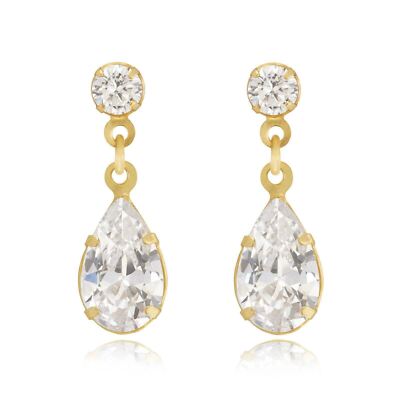 9ct Solid Yellow Gold Double White Cubic Zirconia Drop Andralok