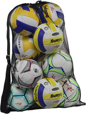 Heavy Duty Mesh Ball Bag, Drawstring Sport Equipment Storage Bag for Basketball,