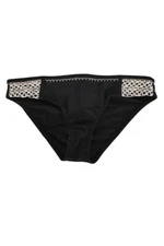 California Waves Black Crochet-Trim Hipster Bikini Bottom M