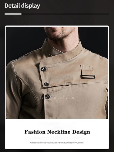 Kitchen Jacket Catering Uniform Short Sleeve Chef Clothes Restaurant Workwear - Picture 16 of 31