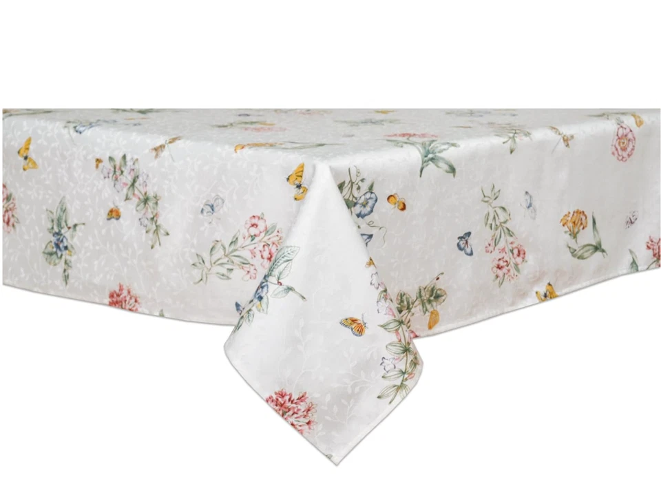 LENOX BUTTERFLY MEADOW SILVER POLYESTER COTTON OBLONG TABLECLOTH 60" x 84" NEW - Image 2 of 4
