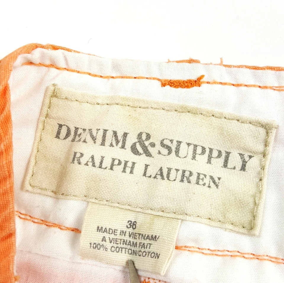 Shorts de carga militar denim e suprimentos Ralph Lauren tamanho 36 pêssego com fivela de cintura - Imagem 2 de 4