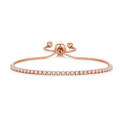 Rosévergoldet 2 mm verstellbar Tennisarmband erstellt mit Zircondia  Kristallen