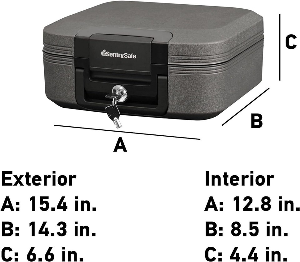 Fireproof Waterproof Safe Box W/ Key Lock Fire & Water Chest Safe Home