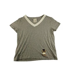 Dubgee by Whoopi Womans Short Sleeve Top T Shirt Size L Gray Logo