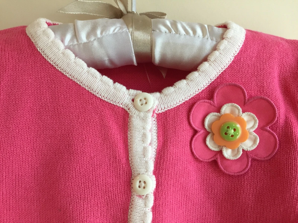 NWT Gymboree S 5 6 Growing Flowers Pink White Cropped Cardigan Shrug Sweater