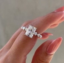 3Ct Radiant-Cut G/VS1 Lab Grown Diamond Engagement Ring 14k White Gold
