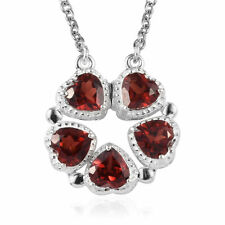 925 Silver Garnet January Birthstone Necklace Pendant Jewelry Size 18" Ct 3.1