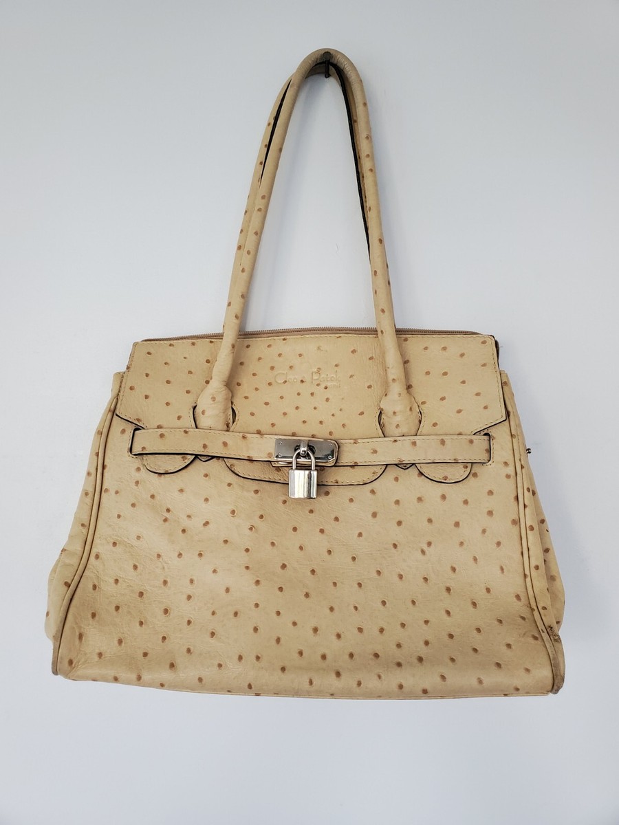 CLEO & PATEK PARIS Genuine Leather Croc Embossed Tan Bag | eBay display picture 1