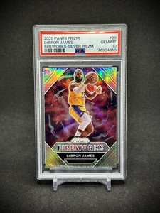 LeBron James 2020 Panini Prizm Fireworks Silver Prizm SP PSA 10 Lakers