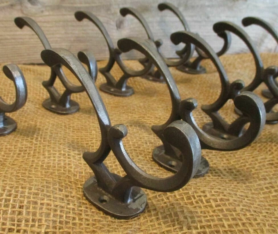 Antique Cast Iron Wall Hooks Classic Edwardian Coat Hat Towel