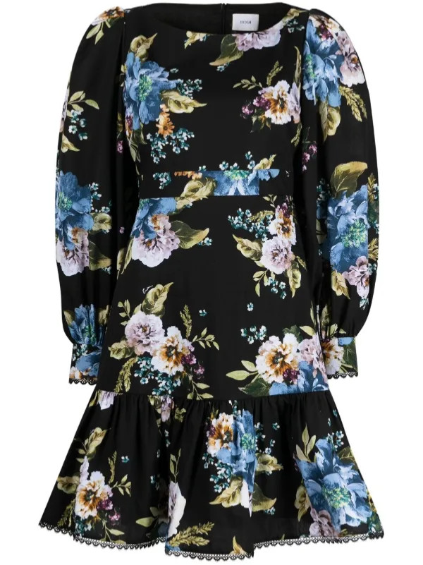 Erdem Rydal Floral Print Poplin Dress Size 8UK 4US S Elegant Feminine Party