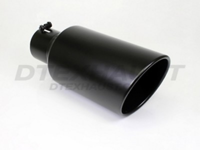 BQ9-508018RBK BOLT ON ROLLED BLACK POWDER COAT EXHAUST TIP 5'' INLET 8'' OUT 18'' L
