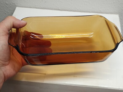 Vtg BROWN GLASS BAKING CASSEROLE DISH 9'' x 4.5'' OVEN PROOF MICROWAVE SAFE 442