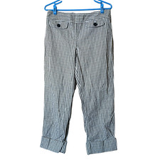 Ann Taylor LOFT Women's Size 6 Houndstooth Cuffed Cropped Trousers Pants