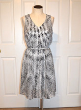 White House Black Market Dress Women's  White Black Check Sleeveless Lined