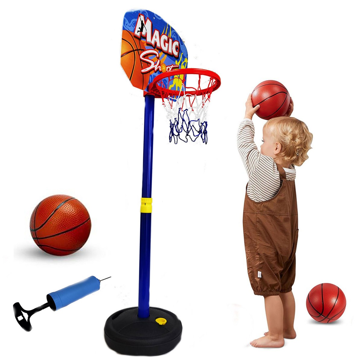 Kids Toddler Adjustable Basketball Hoop Goal Indoor Outdoor Toy