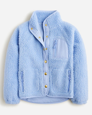 J.Crew Crewcuts Girl's Blue Sherpa Long Sleeve Pockets Jackets Sz XL | eBay