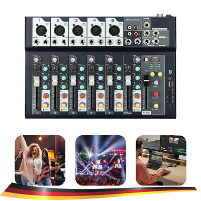 Pro 7-Kanal Audio Mixer Bluetooth USB Sound Verstärker Konsole Mischpult Console